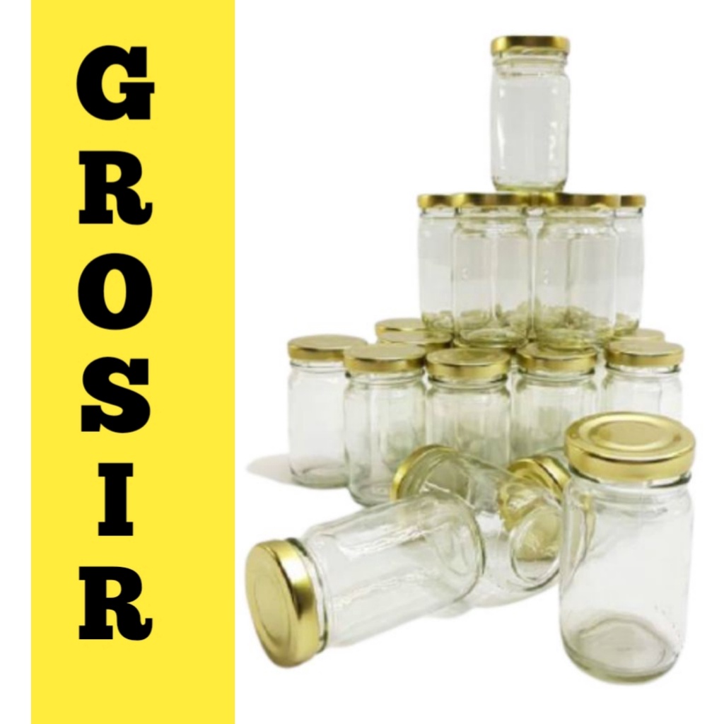 GROSIR   BOTOL KACA SILINDER 120ML + tutup gold baru HARGA GROSIR / BOTOL KACA 120 ML GROSIRAN KHUSUS GOJEK SY70190