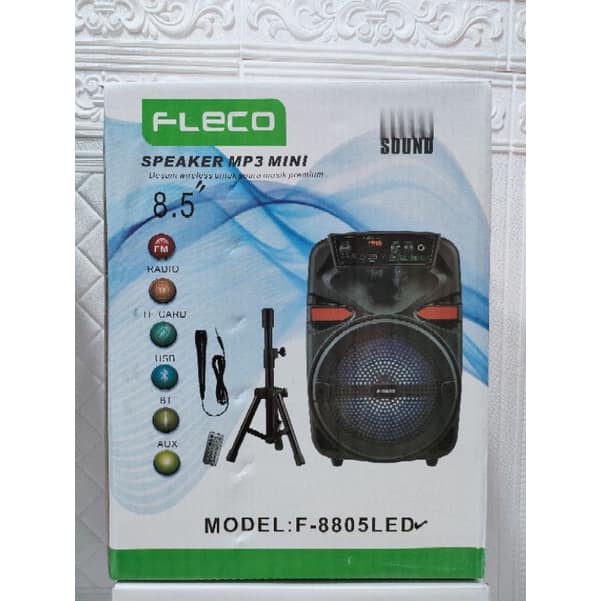 Speaker Bluetooth Fleco F-8805 Bonus Mic Karaoke Plus Stand Super Bass