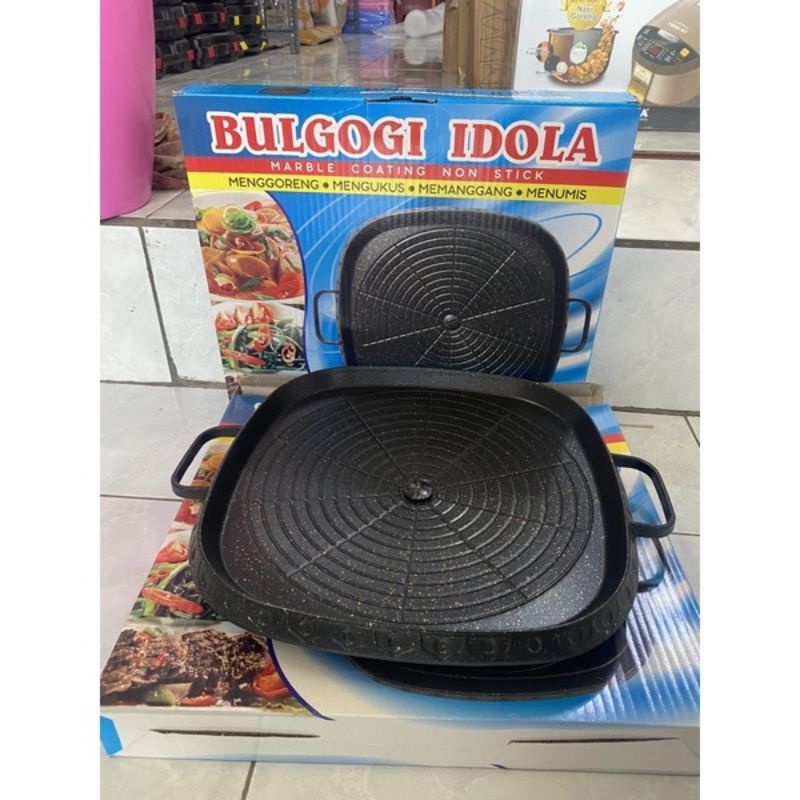 IDOLA Panggangan Daging Bulgogi Pan BBQ Teflon Anti Lengket