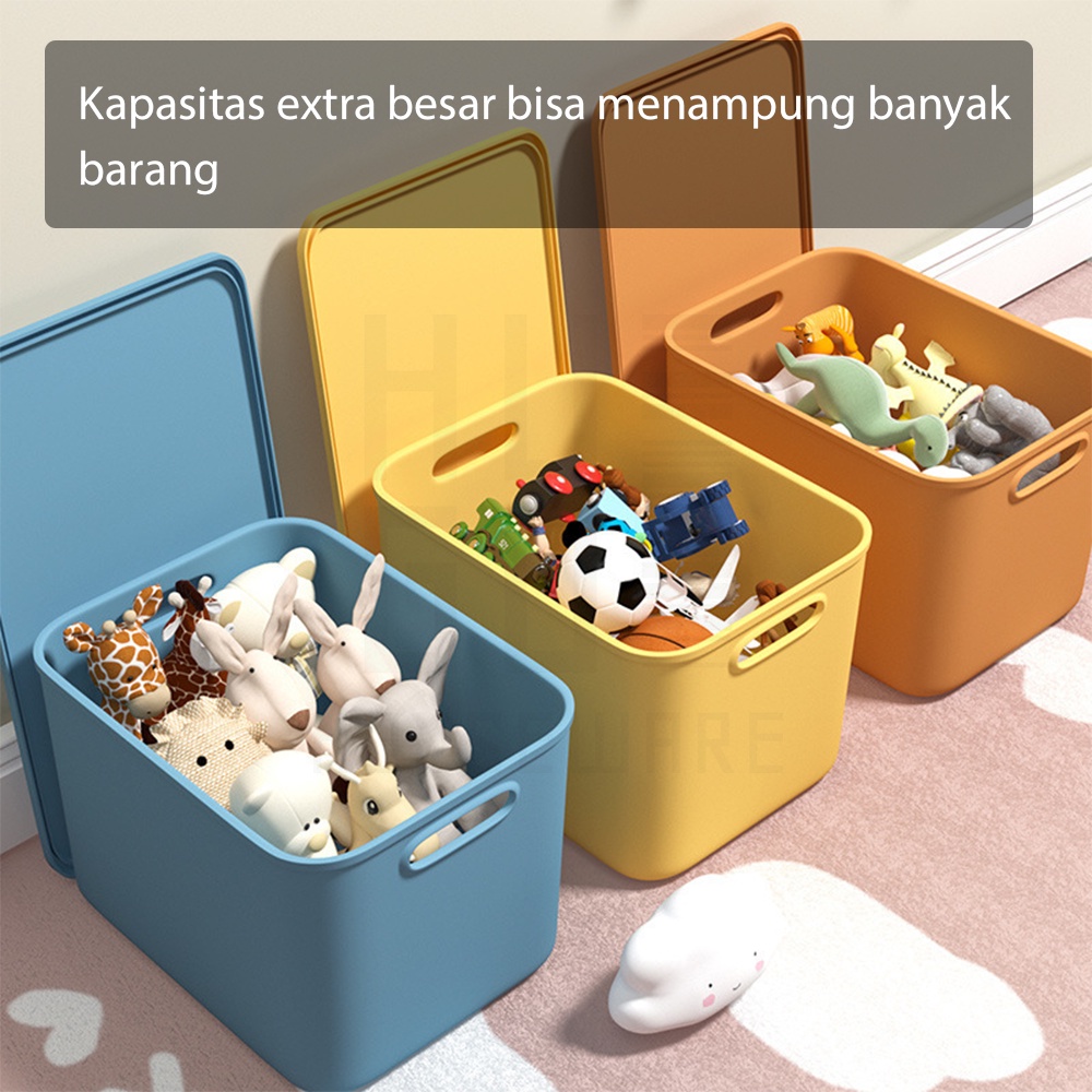 HUGO Kotak Penyimpanan Serbaguna dengan Tutup Storage Box Multifungsi Keranjang Plastik Serbaguna