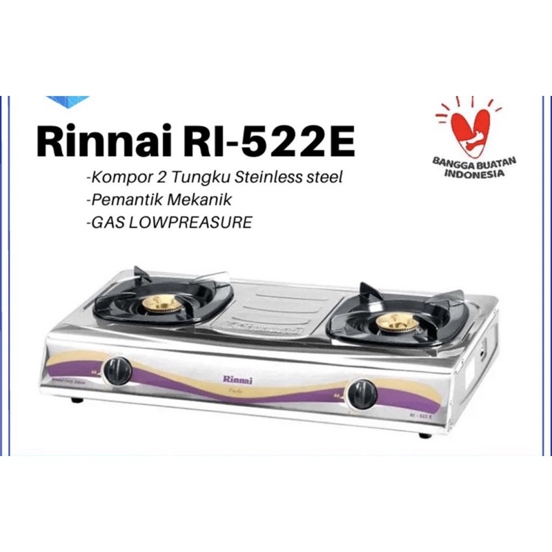 Kompor Gas Rinnai RI-522E 2 Tungku stainless