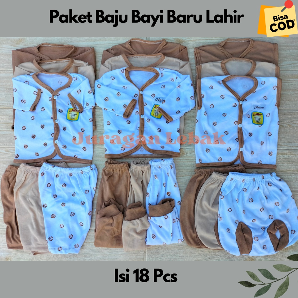 	 Paket Lahiran Setelan Baju Bayi Celana Bayi Baru Lahir Gift Set Baby 18Pcs (9setel) - Juragan Lebak	
