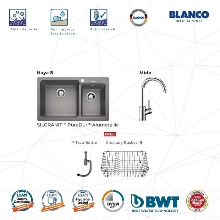 BLANCO Naya 8 Silgranit + BLANCO MIDA Chrome / BLANCO Silgranit