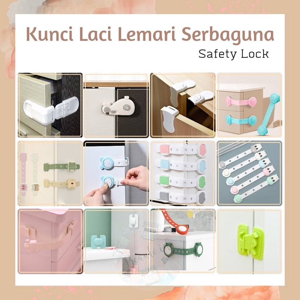 Safety Lock Pengaman Pintu Kulkas Kunci Pengaman Anak Bayi dari Siku Lemari Pengunci Laci Serbaguna Model Lucu Paus Sapi Piggy Apel Kids Drawer Cabinet Door