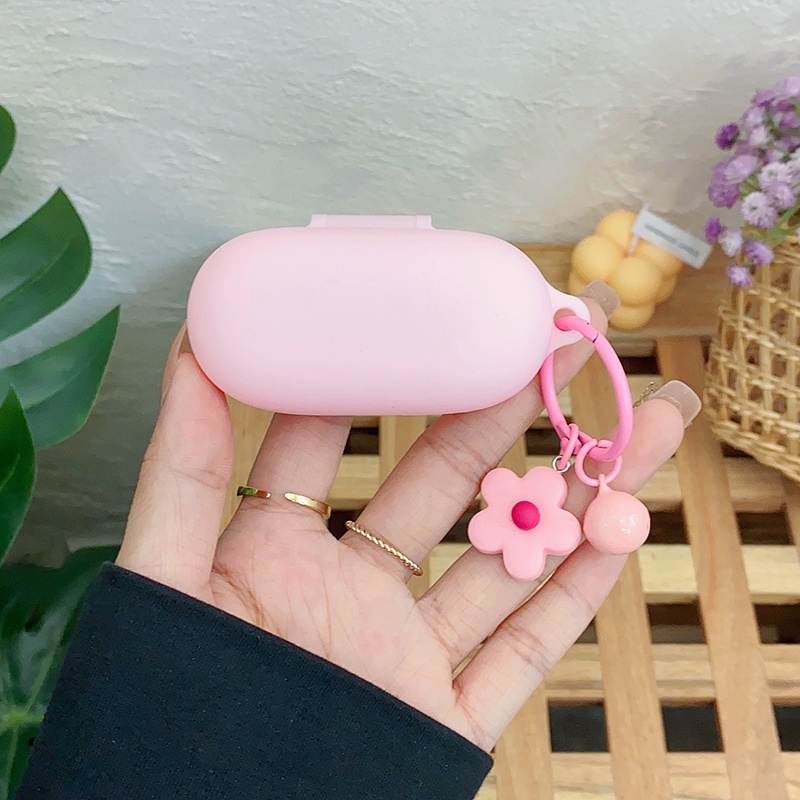 Case Silikon Motif Bunga Kecil Lucu Cover Huawei Freebuds SE Dengan Gantungan Kunci