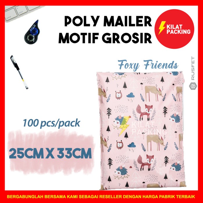 

Produk Amplop Plastik Polymailer Foxy Friends ( Uk : 25Cm X 33Cm)Pack Terlaris