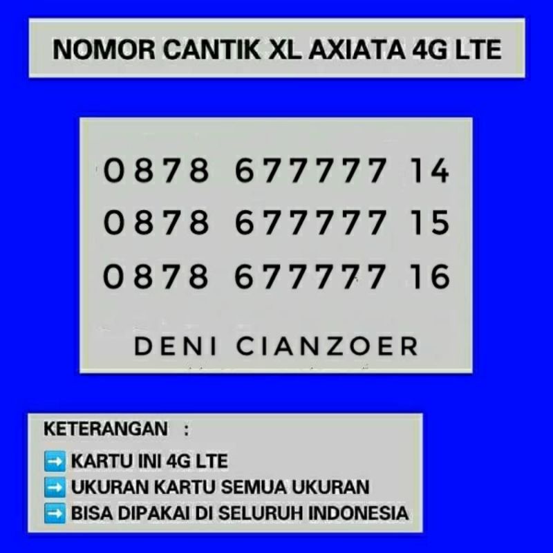 kartu perdana xl nomor cantik panca 7 x