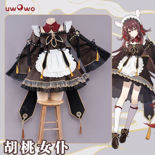 [READY STOCK] Uwowo - Hu Tao Maid - Genshin Impact Hutao Maid Cosplay Costume - Costume Maid Hu Tao 