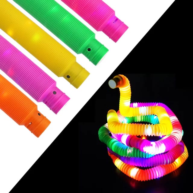 Mainan Anak Light Up Pop Pipes LED / Fidget Pop Tubes Sensory Toys / Mainan Kreasi Selang Pipa Anak / Mainan Kreativitas Anak