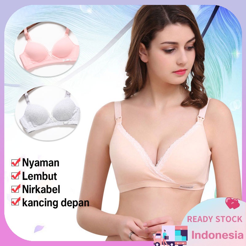 Menyusui Bra Katun Bersalin Menyusui Pakaian Dalam Nirkabel Push Up Bra Y1007