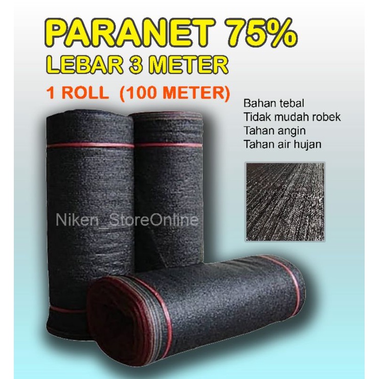 Paranet 75% lebar 3 meter - 1 Roll (100 meter)