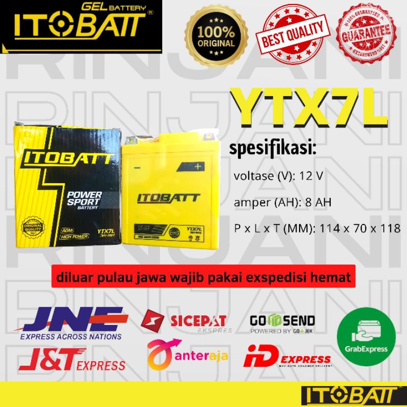 AKI ITOBATT GEL KLX / XMAX / CBR250 8 AMPER - aki xmax/cbr250/klx250/r25 dll