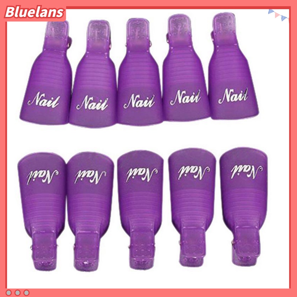 Bluelans 10Pcs Klip Cap Soak Off Penghilang Kutek UV Gel Bahan Plastik Untuk Manicure