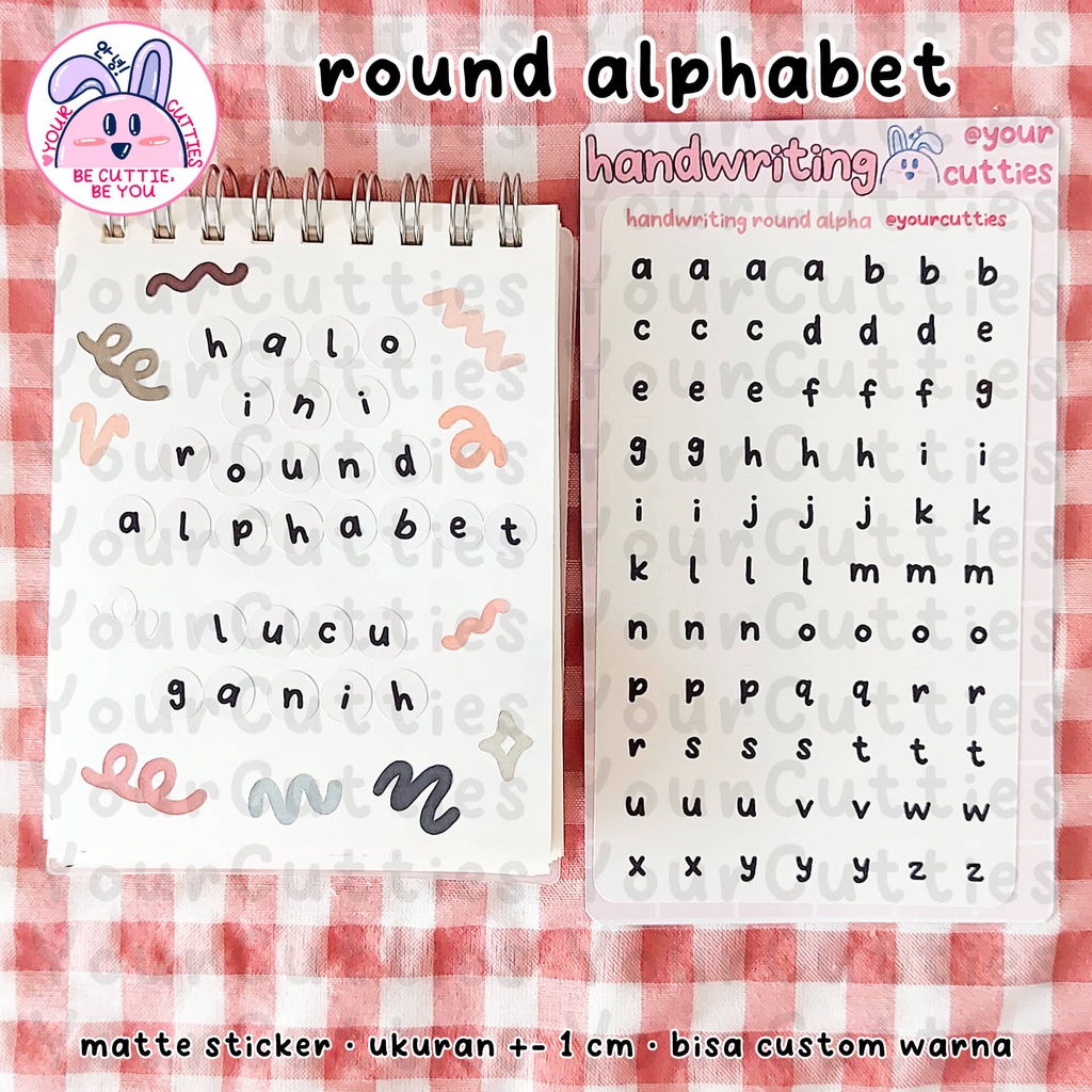 

[SHEET] STICKER BULAT ALPHABET ALFABET HURUF KECE TULISAN SENDIRI HANDWRITING