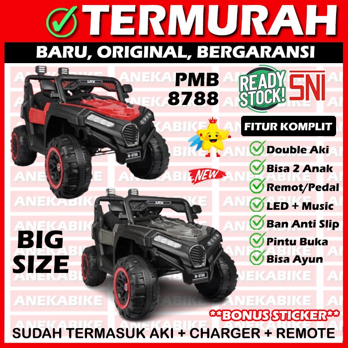 Jual Mobil Aki Anak PMB 8788 Jeep Size Besar 2 Anak Murah, Mainan Mobil