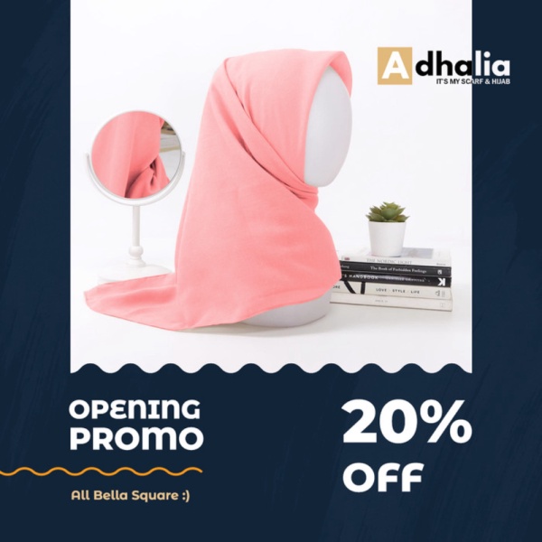 Bella square hijab segiempat polos double hycount - salem