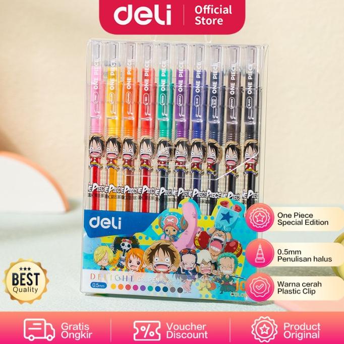 

[COD] Deli Color Gel Pen / Pulpen Gel Warna 0.5mm 10C One Piece CG121-10C TERBATAS Kode 1156