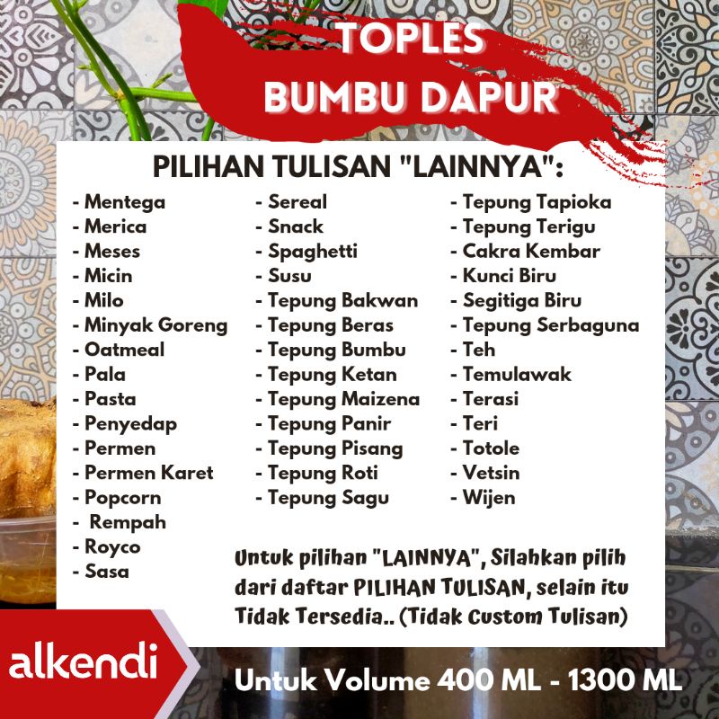 [TABUNG] TOPLES BUMBU DAPUR - NATURAL || TUTUP BENING NATURAL