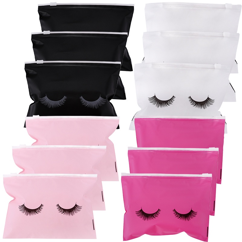 20 / 50 / 100 Pcs Tas Pouch Bulu Mata Kosong Dengan Ritsleting Untuk Makeup