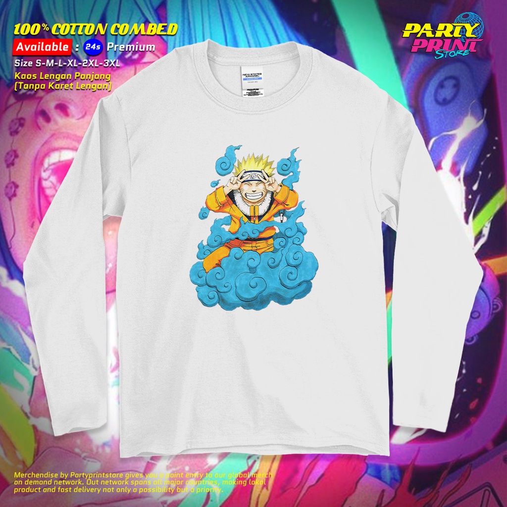 Partyprintstore Kaos Lengan Panjang Pria Anime Kartun Naruto Jutsu