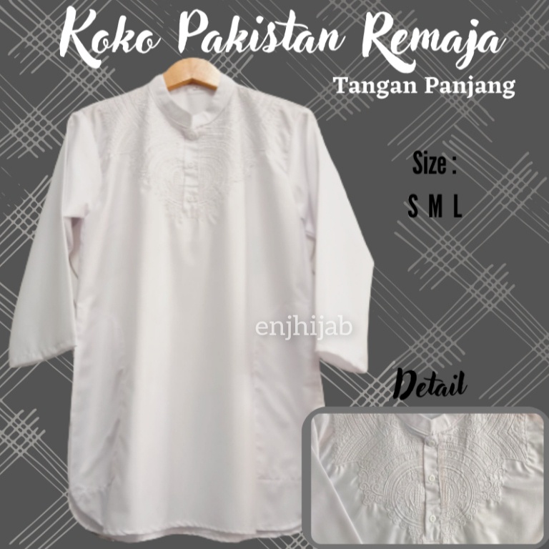 Atasan Koko Putih Remaja Abg Lengan Panjang Pakistan Usia 14 15 16 17 18 19 20 Tahun Bahan Toyobo