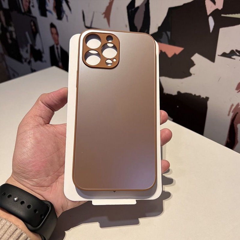 Hard Case Kaca Buram Logo Tahan Sidik Jari Untuk iPhone 14 13 12 Pro Max