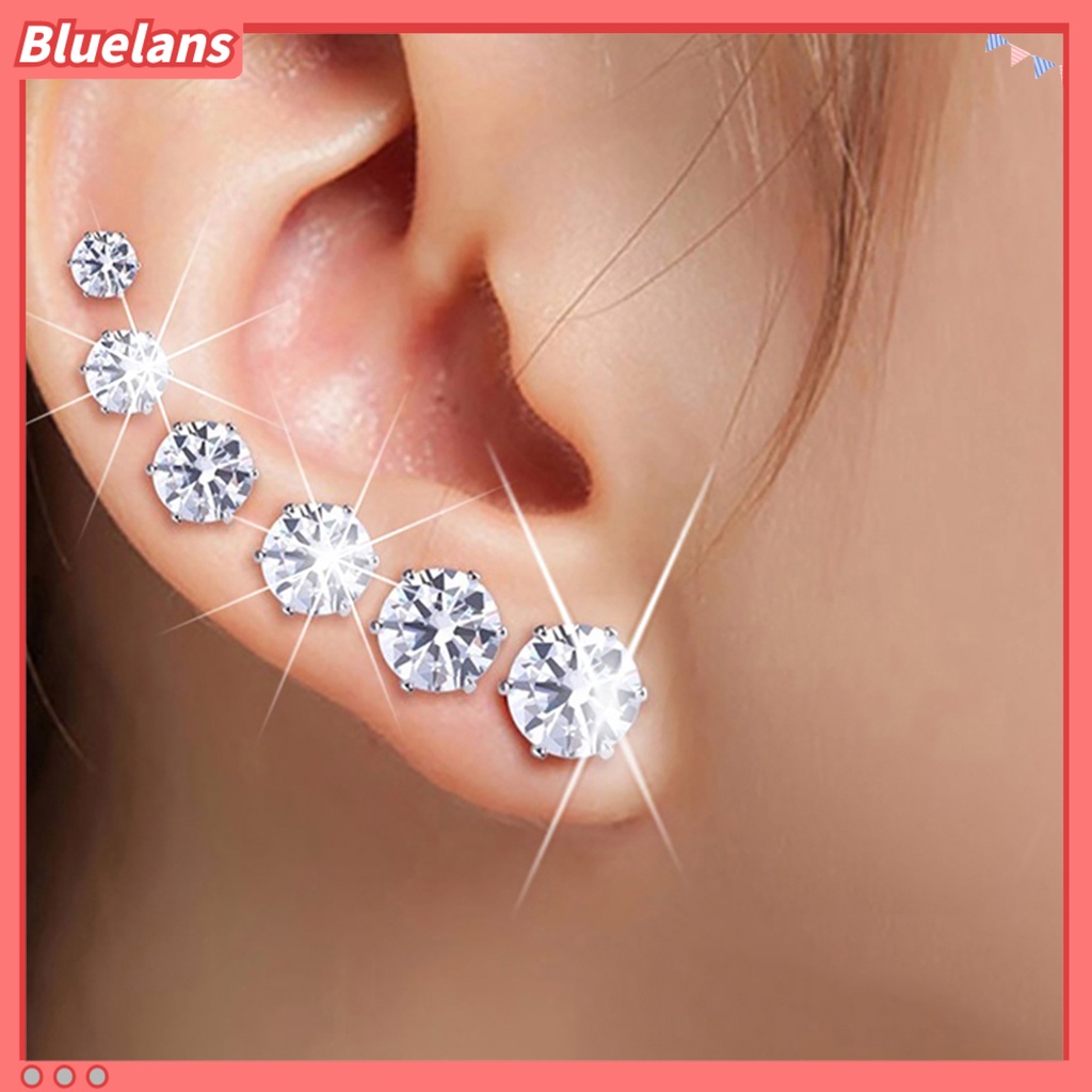 Bluelans 12 Pairs Earrings Exquisite Lovely Design Cubic Zirconia Brilliant Jewelry Ear Studs