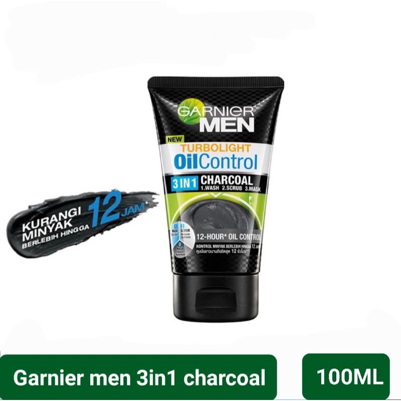 GARNIER MEN  Turbo Light Oil Control 3 in 1 CHARCOAL 100ml