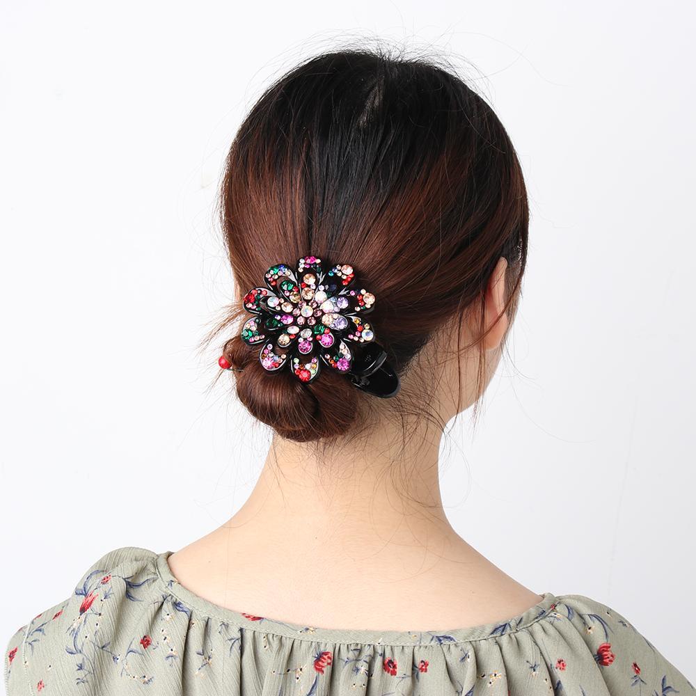 Hairpins Rhinestone Crystal Flower Hair Clip For Women Colorful