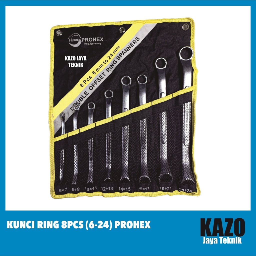 Kunci Ring 8 Pcs (6-24) PROHEX / PROHEX Kunci Ring Chrome