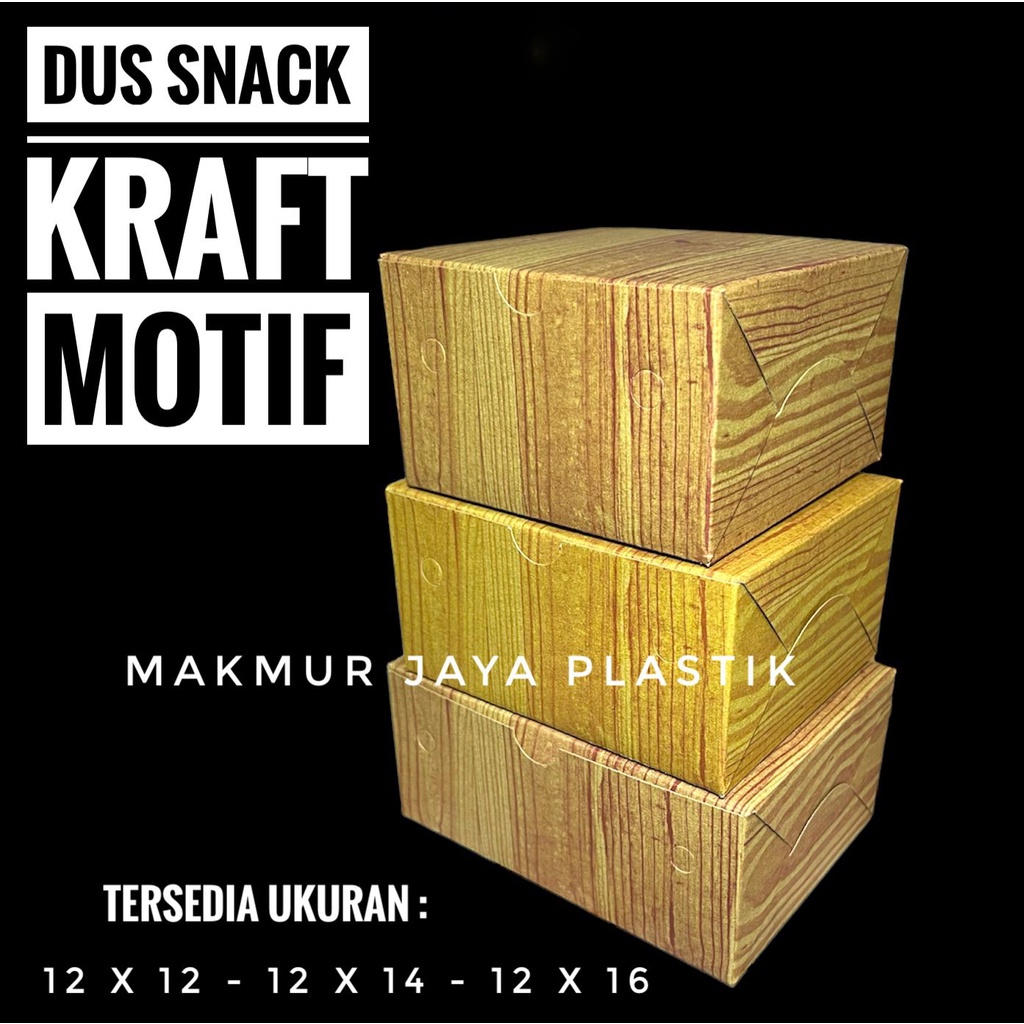 DUS KRAFT SNACK / BOX COKLAT MOTIF KAYU