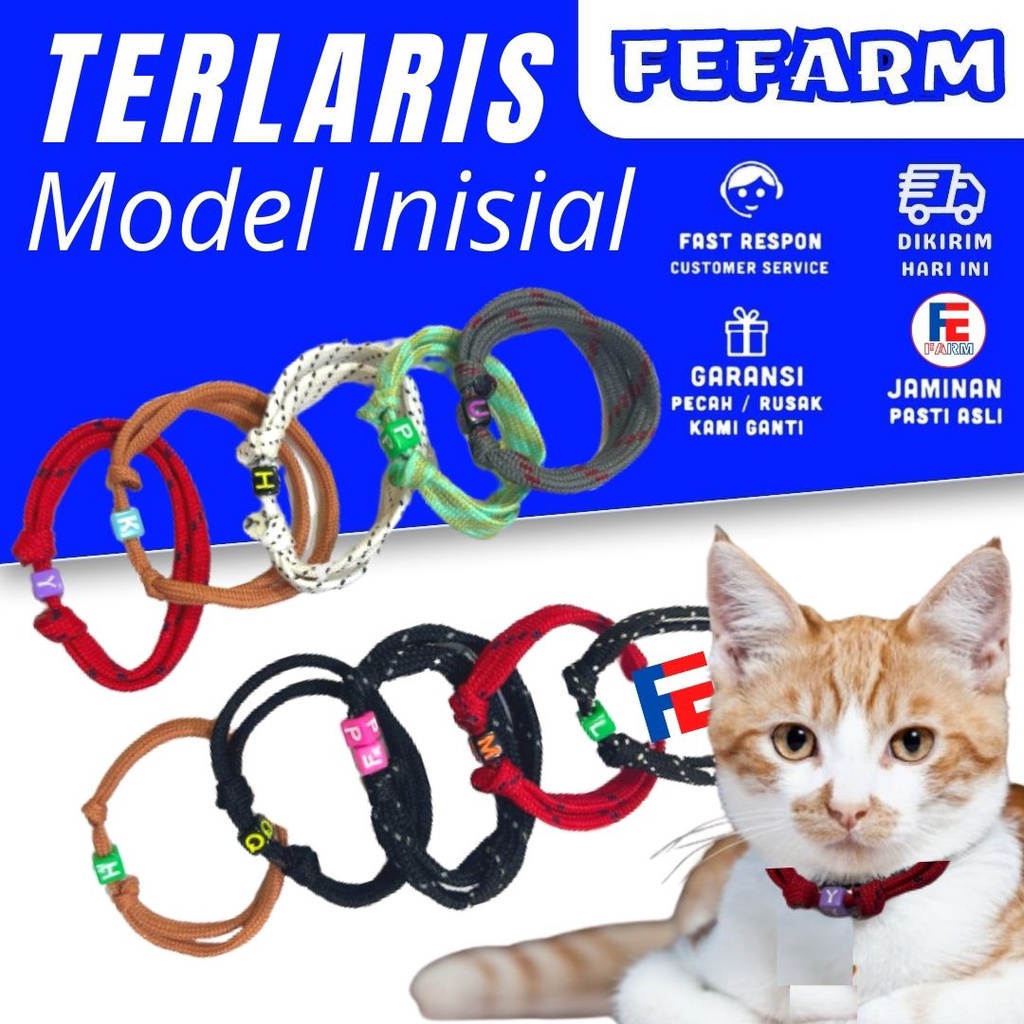 Kalung Tali Kucing Kitten Inisial Prusik Nama FEFARM