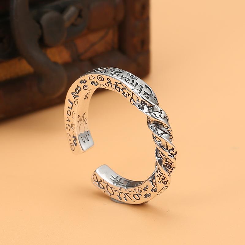 Cincin Model Terbuka Desain graffiti smiley Gaya Vintage / hipster Untuk Wanita