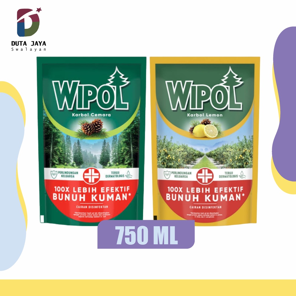Wipol Pembersih Lantai Karbol Cairan Pel Disinfektan Cemara dan Lemon 750 ML