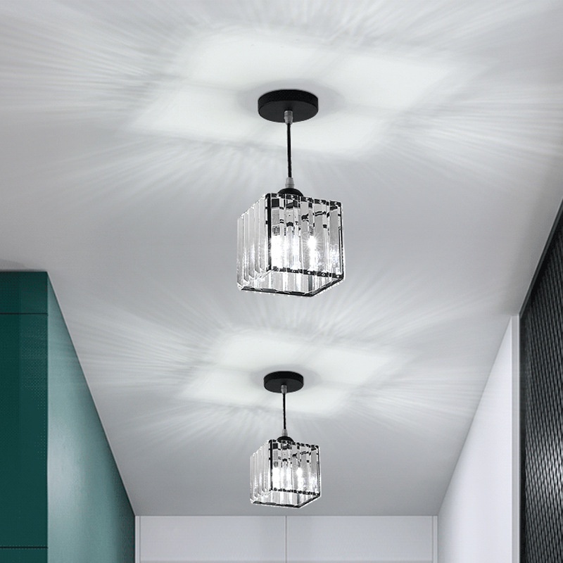 【COD】Lampu Kristal Plafon Rumah Lampu Ceiling Kristal Kotak Modern Crystal Round Ceiling Lamp / Lampu Plafon Gantung Kristal