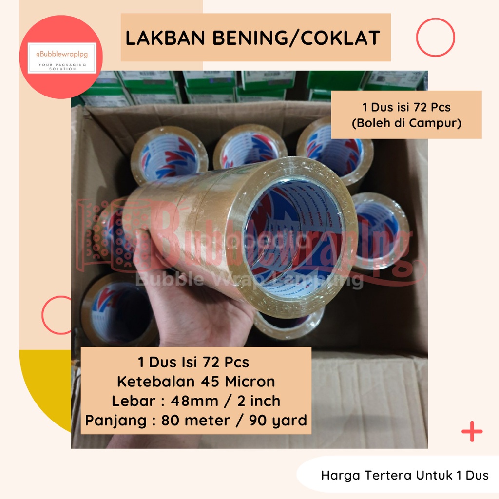 

Lakban Bening / Coklat 90 Yard Bandar Lampung 1 Duss