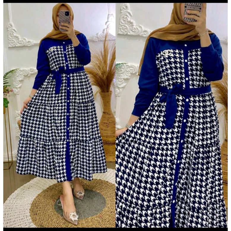 Gamis kotak canda full kancing free bross