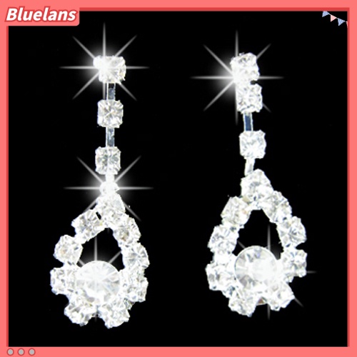 Bluelans Lady Bridal Wedding Engagement Rhinestone Teardrop Necklace Earrings Jewelry Set