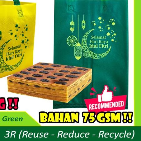 

Tas Kue IDUL FITRI 26x26x26cm Box Cake Spunbond Lebaran non paper bag - Hijau Stabilo