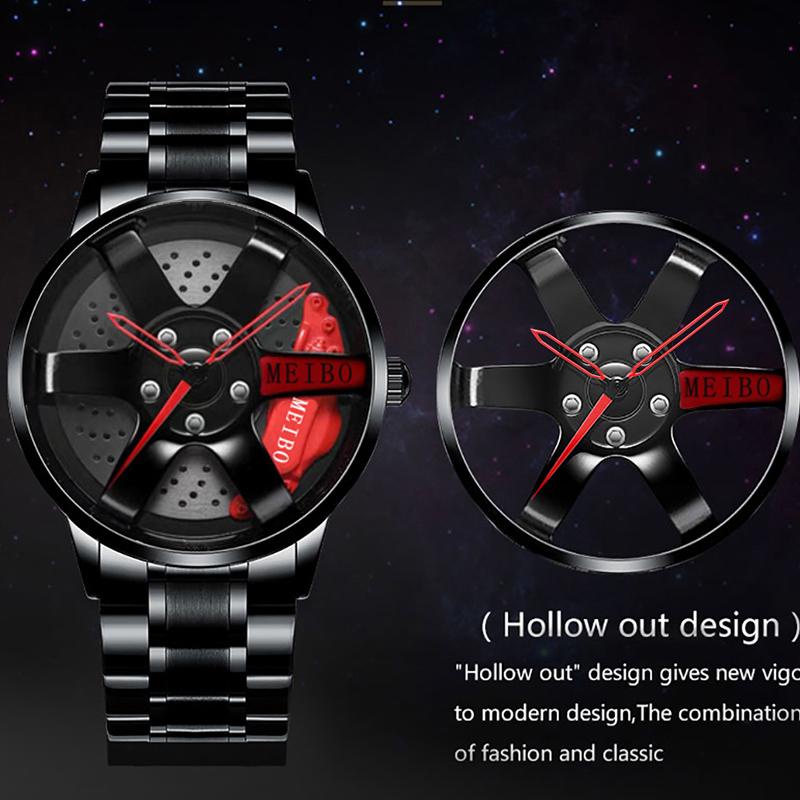 Jam Tangan Pria Rantai Anti Air Original Luxury Stainless Steel Elegan Mewah Model Wheel Racing
