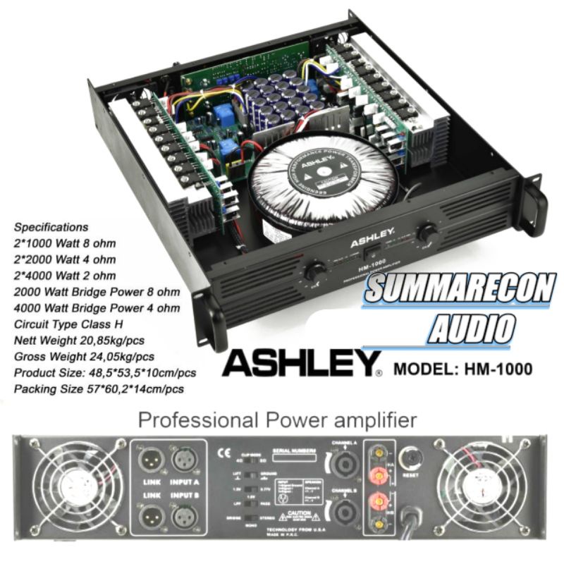 Power Amplifier Ashley HM 1000 Original Power Ashley Class H