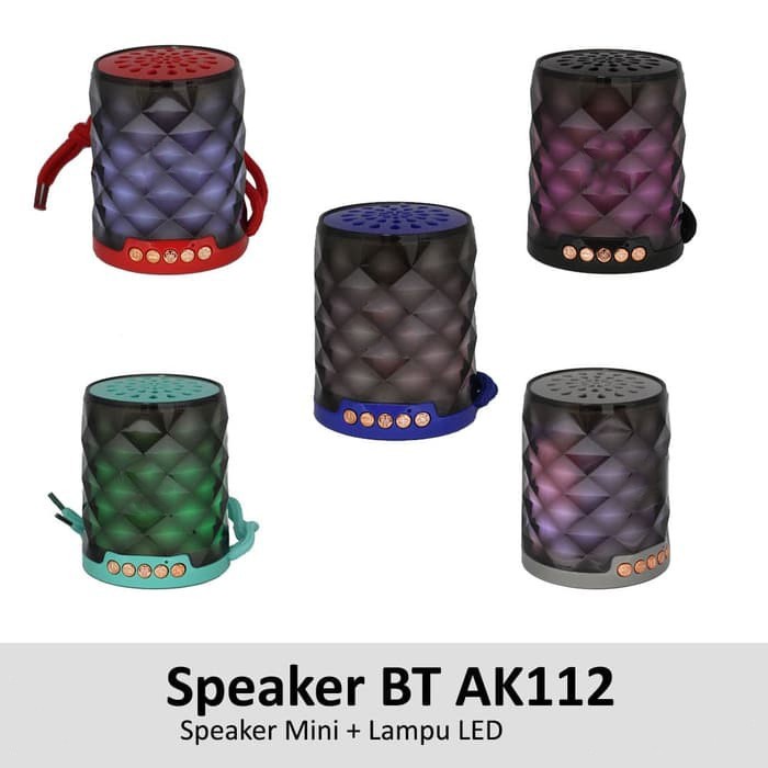 Speaker Bluetooth Portable AK112 - Speaker LED dengan Lampu Disko