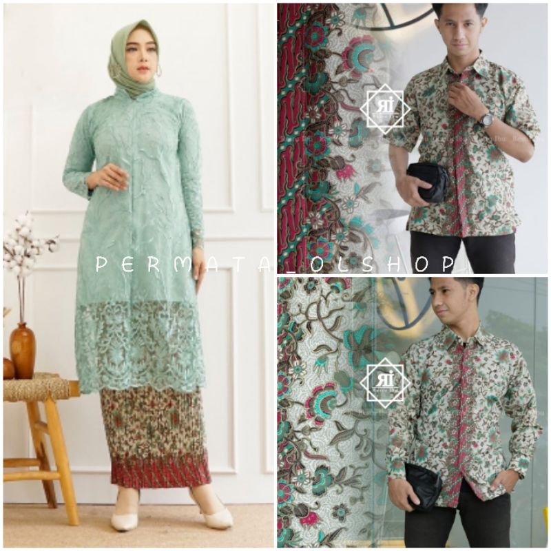 Permata Olshop / Couple Kebaya Tunik Busui Modern / Kebaya Couple Kemeja Batik Premium / Couple Batik Modern / Couple Kebaya Modern Busui