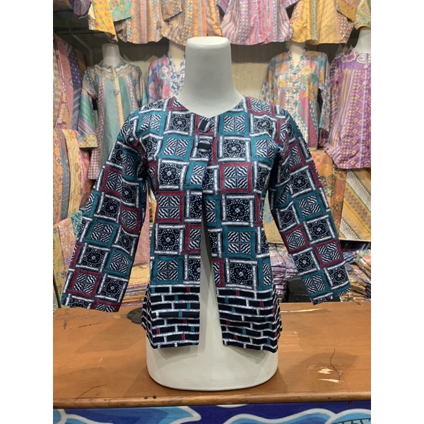Bolero Batik Wanita Premium Blouse Atasan Baju Kantor Lengan 7/8 Modern