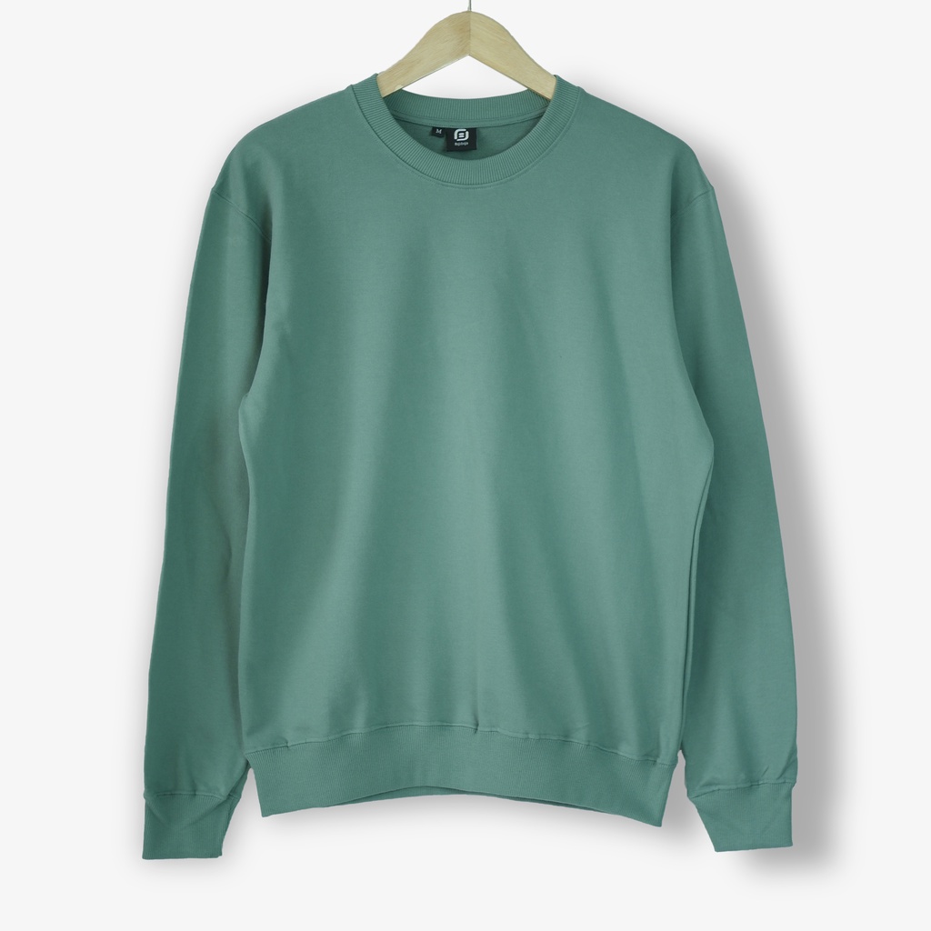 Bajubaja crewneck mineral green / sweater hijau cotton baby terry unisex