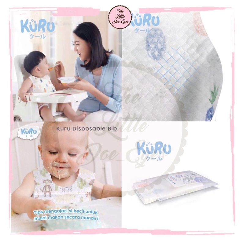 KURU Premium Disposable Bib - Celemek Anak Bayi Sekali Pakai Baby Bibs Apron