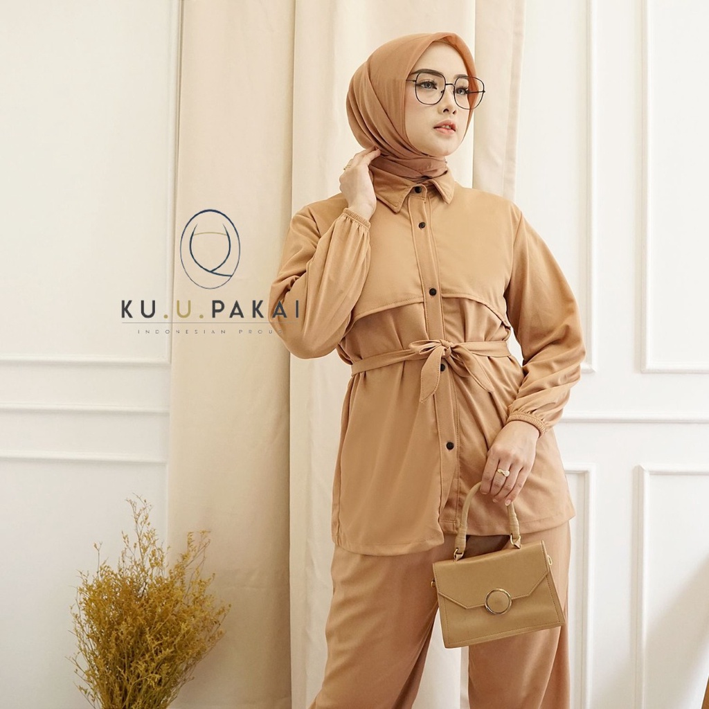 Setcel Tunik Wanita One Set Crinkle Premium Jumbo Terbaru Allsize Setelan Busui Kekinian