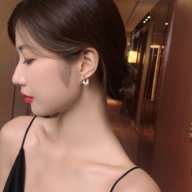 Anting Kristal Mutiara Air Tawar Alami Gaya Korea