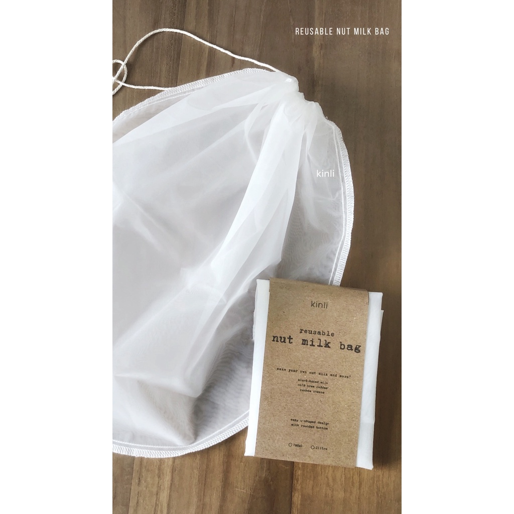 reusable nut milk bag nylon mesh juice cold brew coffee kain saringan susu kacang jus buah