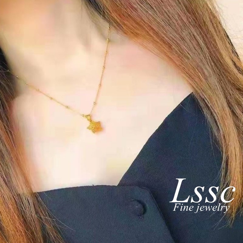 Kalung Titanium Wanita Anti Karat Asli Bintang Cantik Emas 18K Perhiasan Aksesoris Fashion Korea